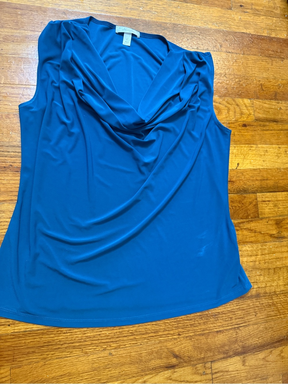 dressbarn Blue Cowl Neck Sleeveless Camisole